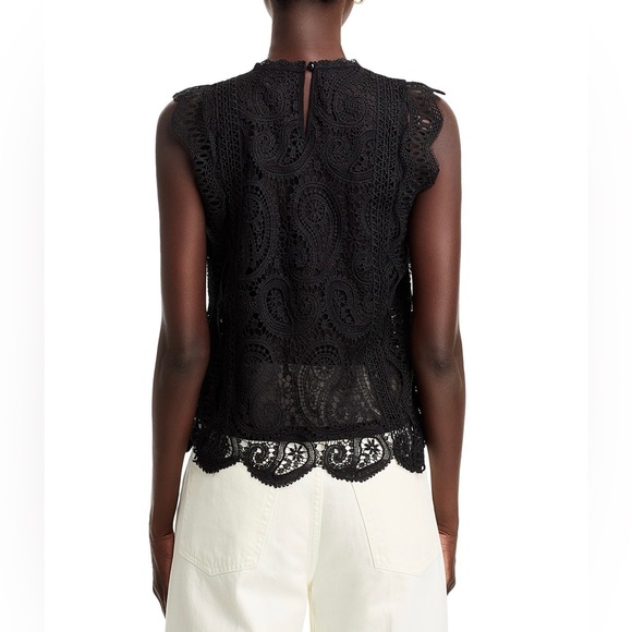 AQUA Bloomingdale’s Paisley Lace Top Work Date Night Blouse 🖤 - Picture 2 of 11